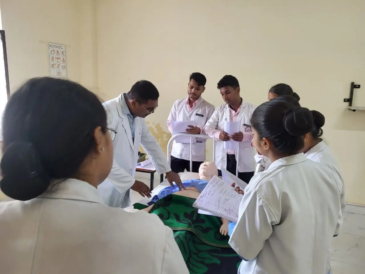 Group of medical students in Lucknow engaged in practical learning.